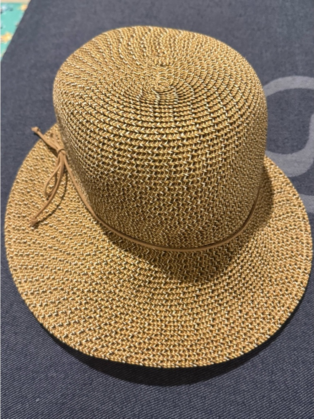 ❌SOLD❌Nine West Woven Straw Sun Hat in Tan with Bow Accent